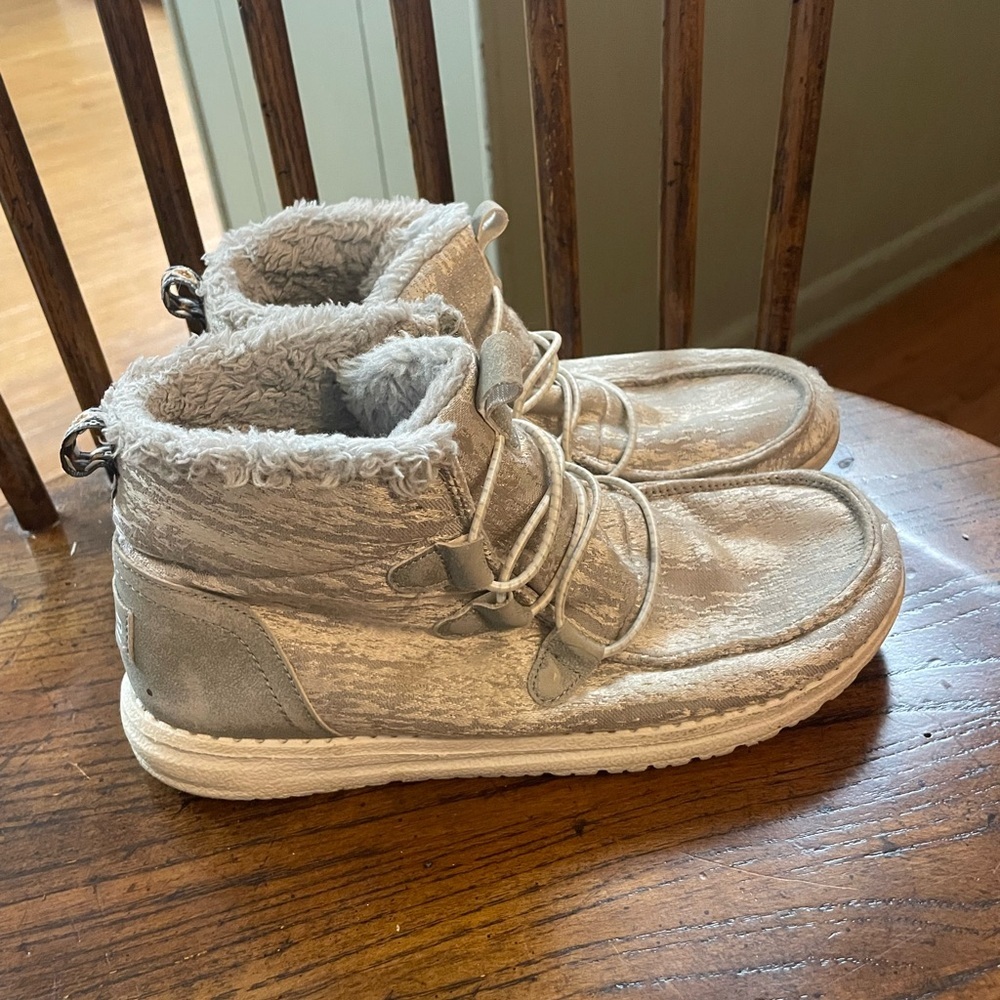 Hey Dude Lea Fur Grey Booties Lined Shoes 121811717 Multicolored Girls  Size 6